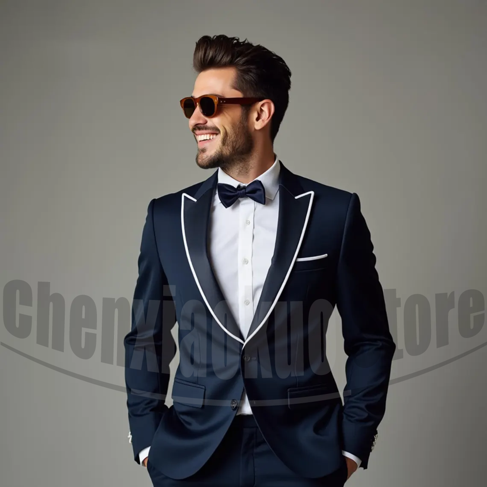 Men'S Formal Evening Wear - Men Suits Fashion Peak Lapel Single