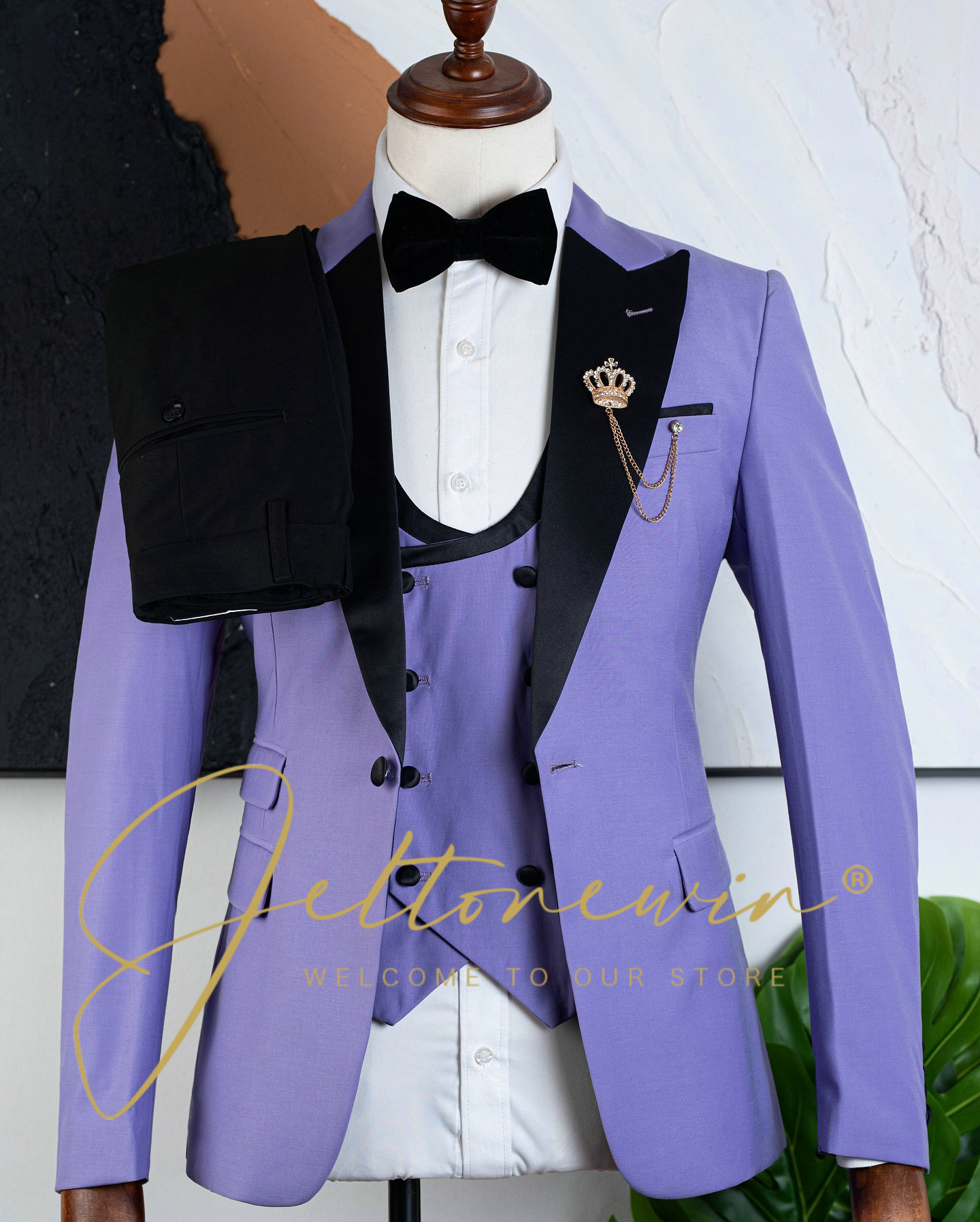 Men'S Formal Evening Wear - Men's Purple Three Piece Tuxedo Suit