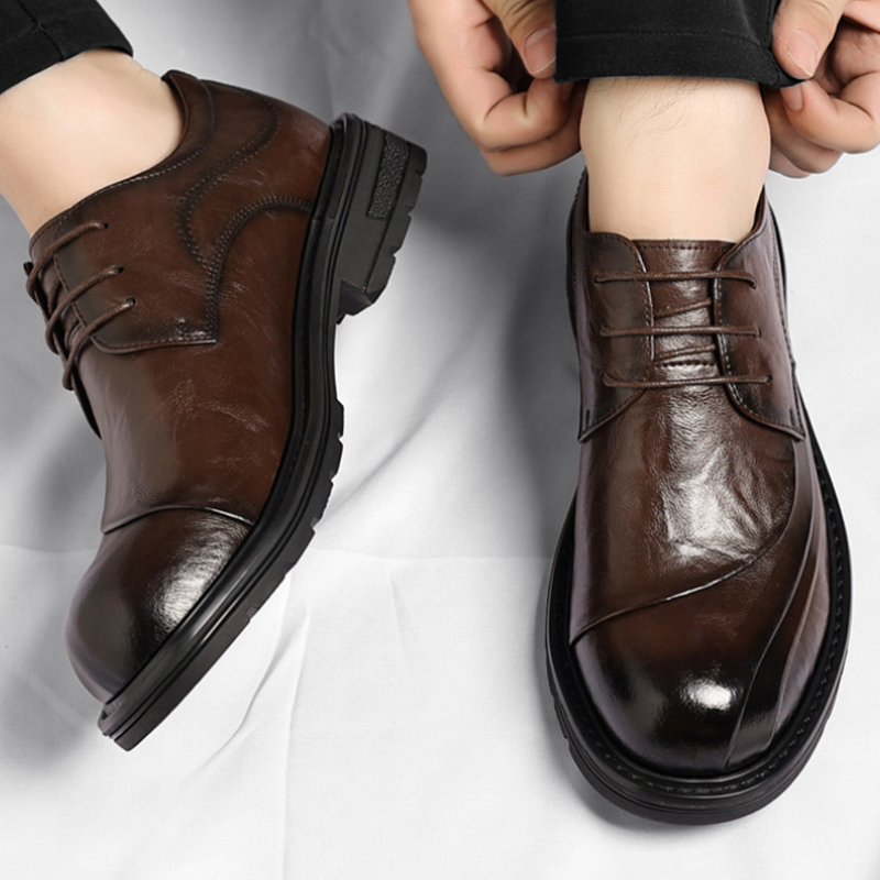 Brown Burnished Genuine Leathe - Men Formal Wear Wedding recension och pris