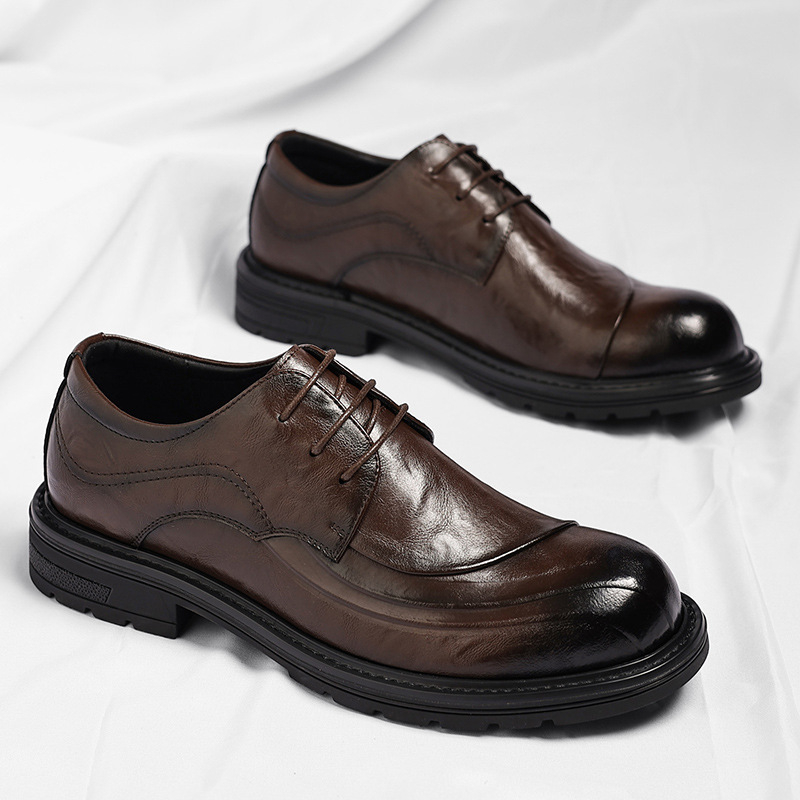 Brown Burnished Genuine Leathe - Men Formal Wear Wedding recension och pris