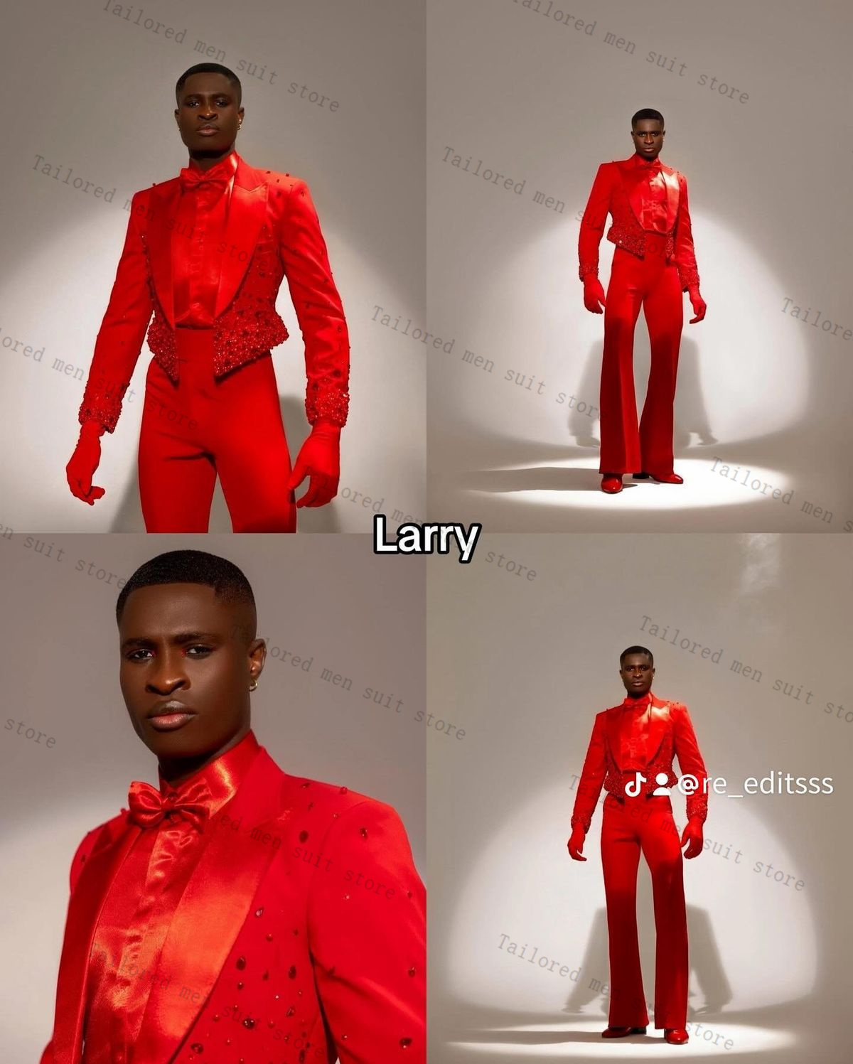 Red Crystals Men Suits Set 2 P - Men Formal Wear Wedding Guest recension och pris