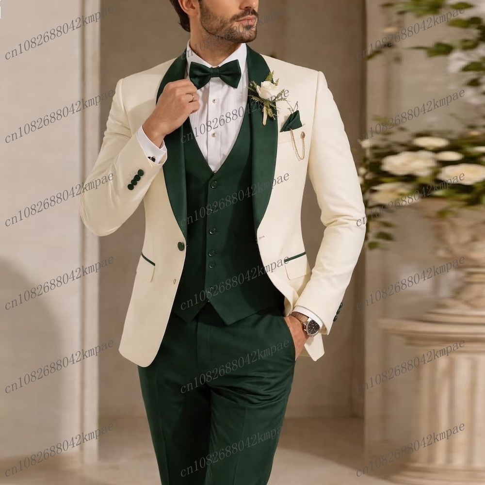 New Ivory And Dark Green Forma - Men Formal Wear Wedding recension och pris