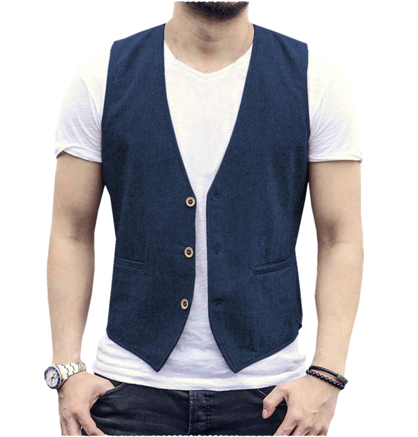 Linen Men Vest Wedding Groom S - Men Formal Wear Wedding recension och pris